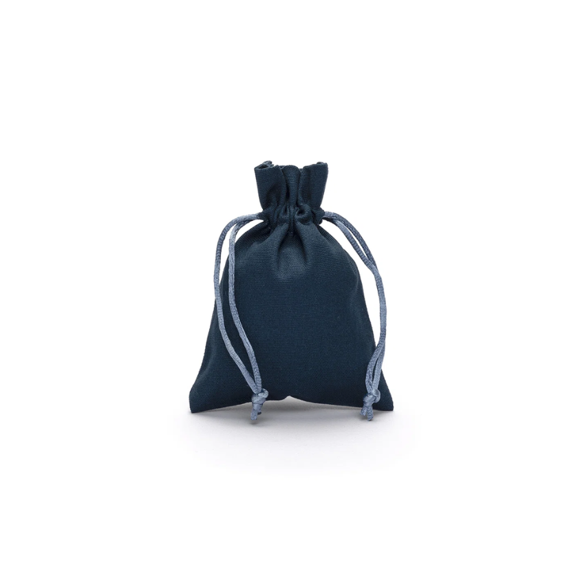 Medium Dark Teal Cotton Bag With Drawstring