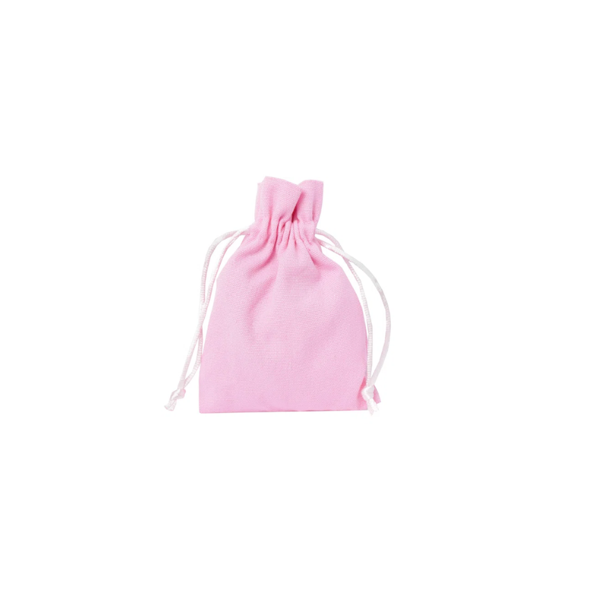 Medium Fondant Pink Cotton Bag With Silk Drawstring