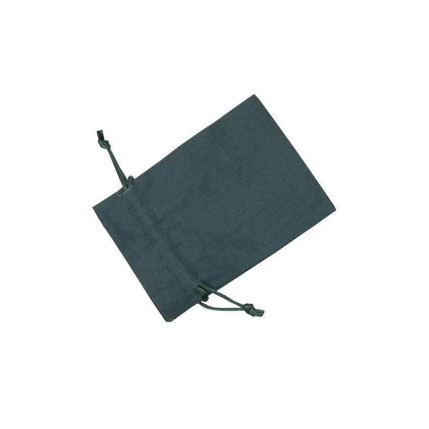 Medium Dark Green Cotton Bag With Silk Drawstring
