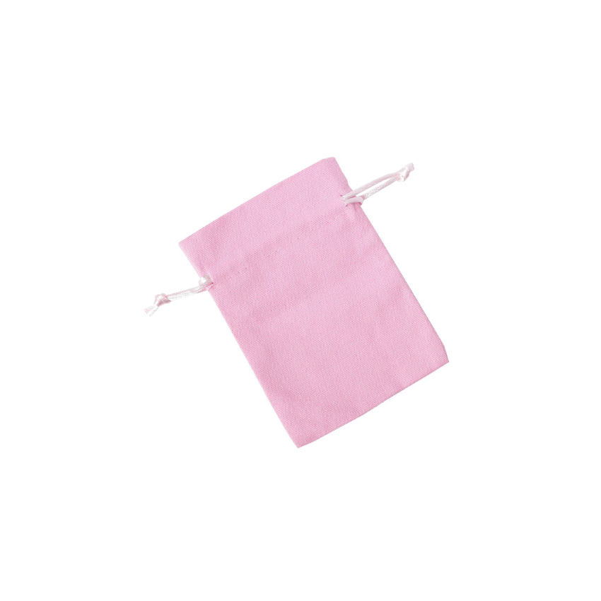 Medium Fondant Pink Cotton Bag With Silk Drawstring