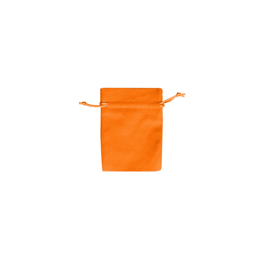 Medium Apricot Crush Orange Cotton Bag With Silk Drawstring