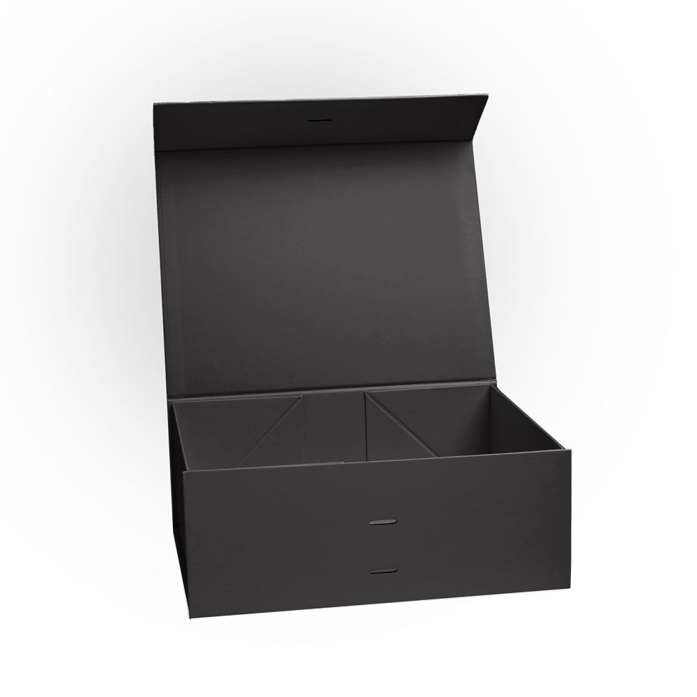 Deep Black Gift Box With Cut-Outs For Ribbon