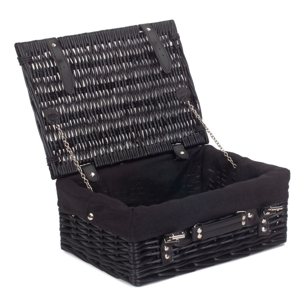 Pack of 5 Black Wicker Hampers with Black Lining | Small