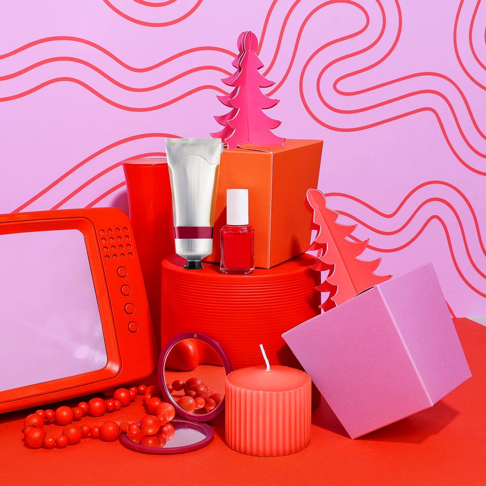 Bright Orange and Magenta Pink Flat Pack Christmas Tree Gift Box