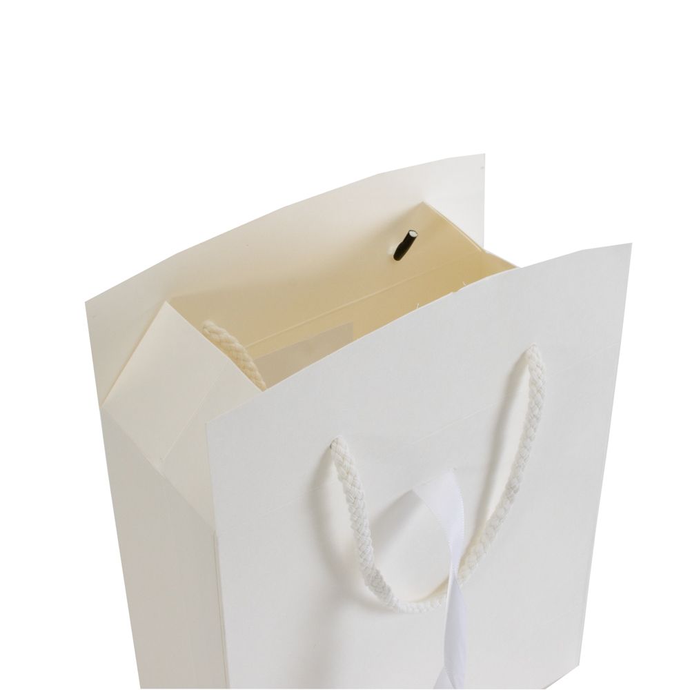Box Bag Antique White Rope Handle Gift Bag With Ribbon and Closing Top