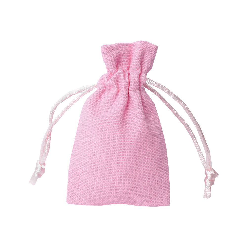 Small Fondant Pink Cotton Bag With Silk Drawstring