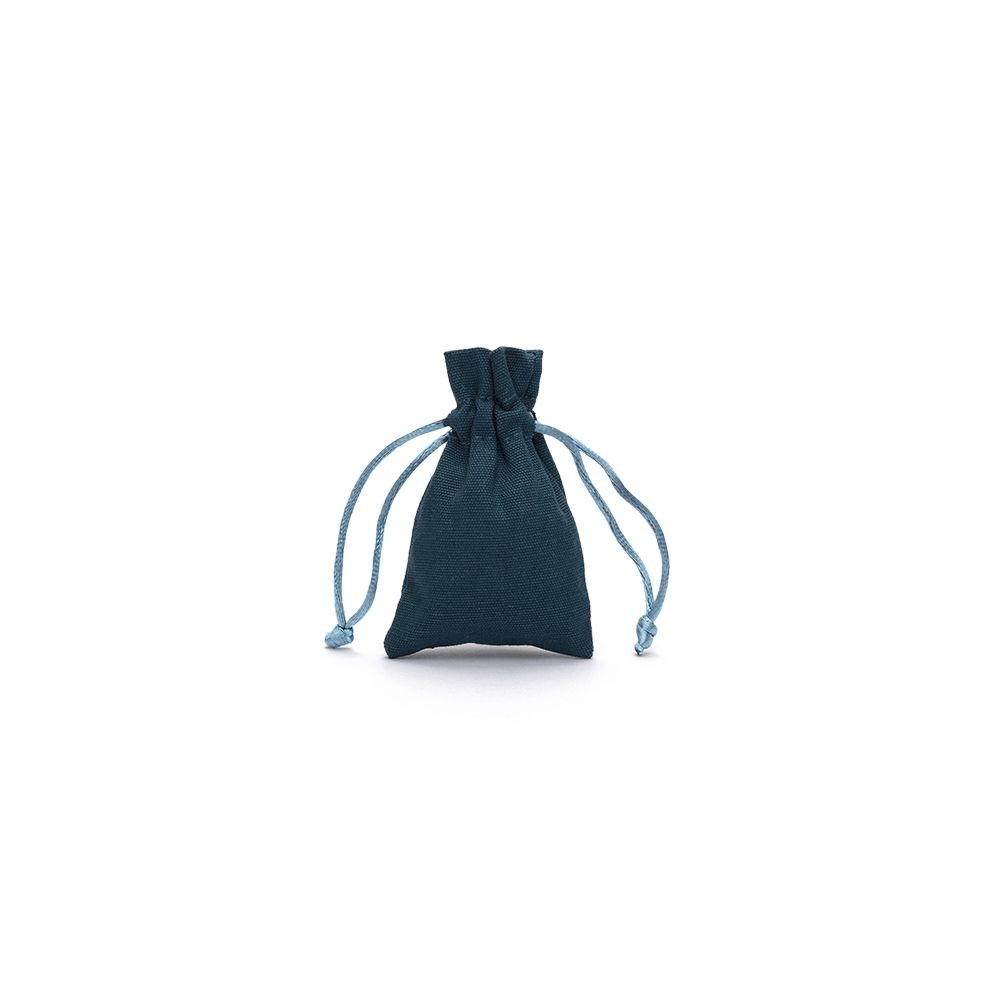 Small Dark Teal Cotton Bag With Drawstring