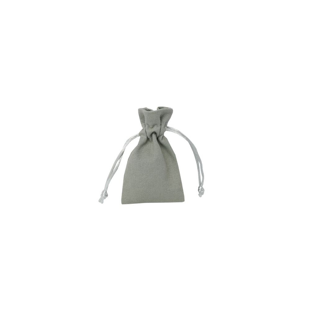 Small Olive Cotton Bag With Silk Drawstring