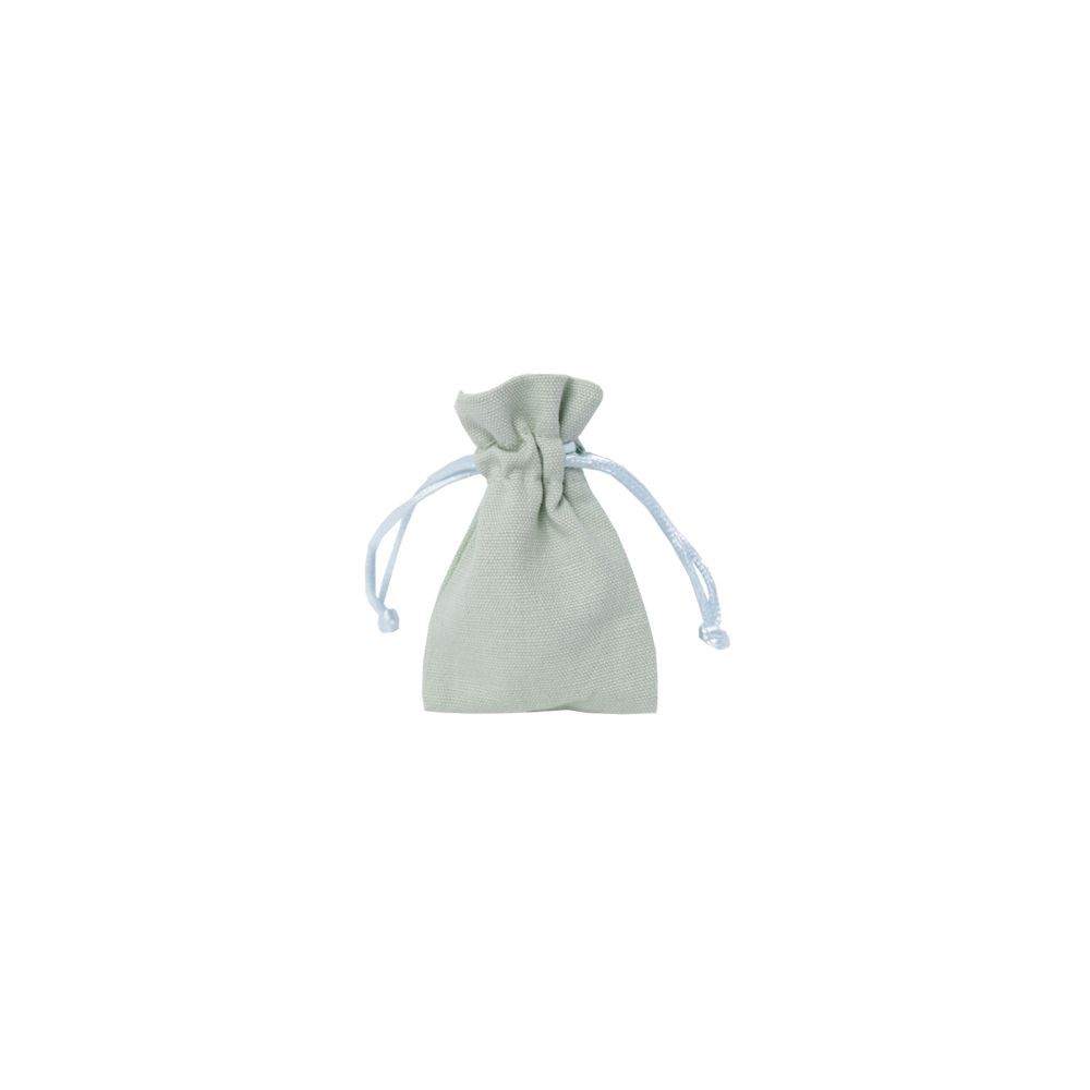 Small Sage Green Cotton Bag With Silk Drawstring
