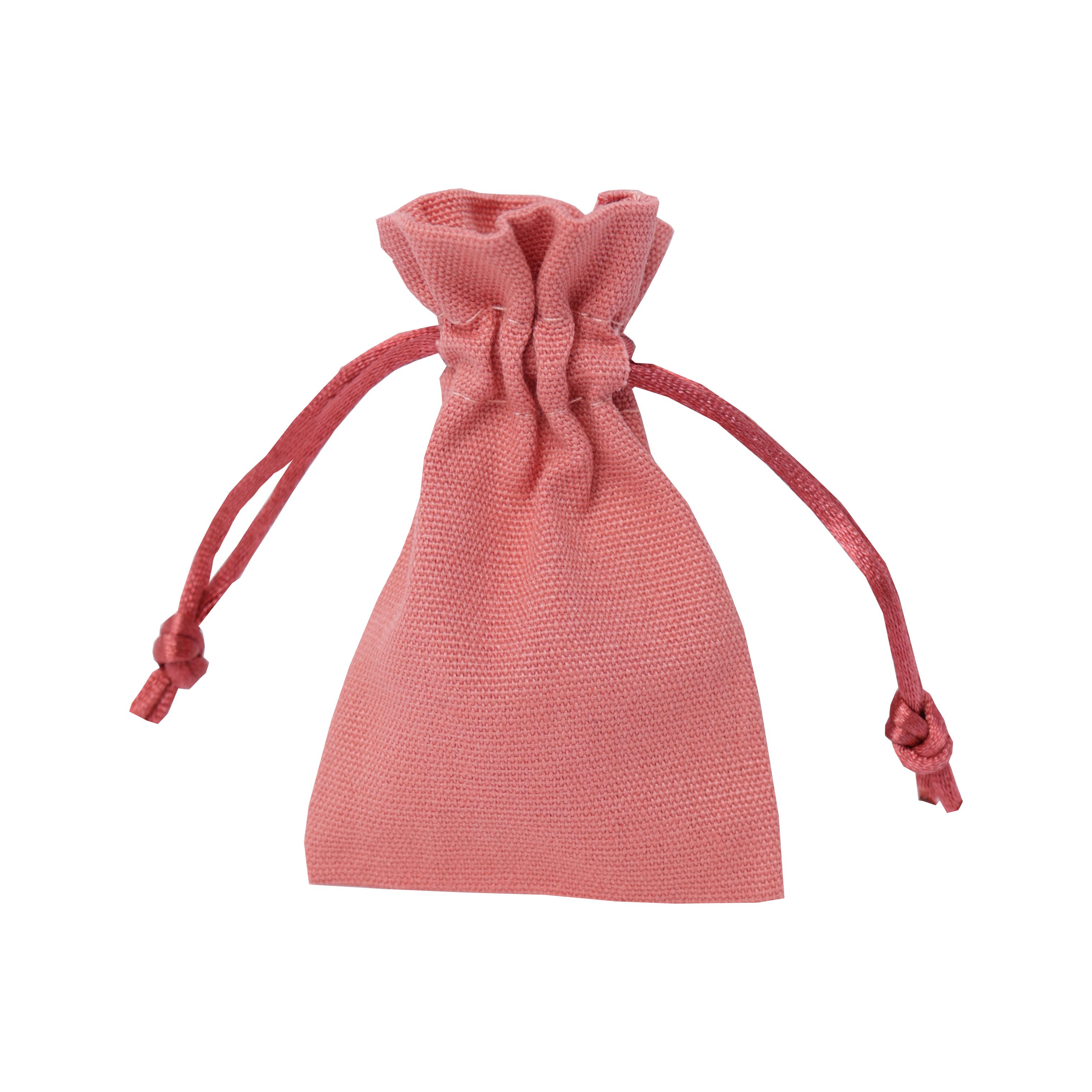 Small Terracotta Cotton Bag With Silk Drawstring