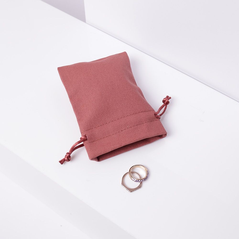Medium Terracotta Cotton Bag With Silk Drawstring