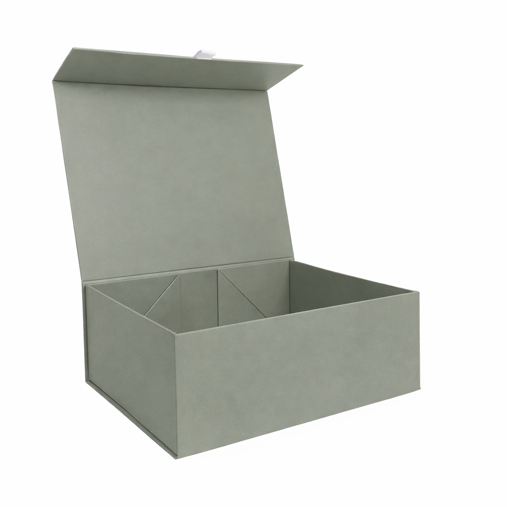 Deep Sage Green Magnetic Gift Box with Ribbon Tab | Tiny Box Company
