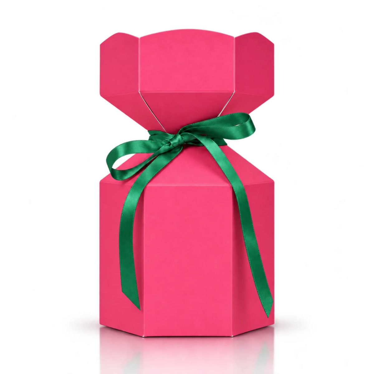 Red Christmas Cracker Top Candle Gift Box with Green Ribbon