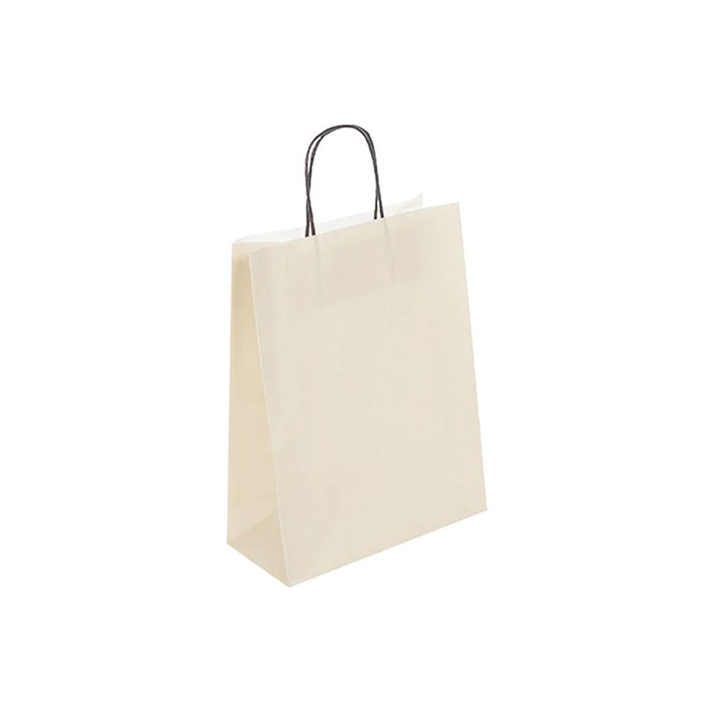 Pack of 25 Medium Cream Paper Gift Bags With Paper Twisted Handles