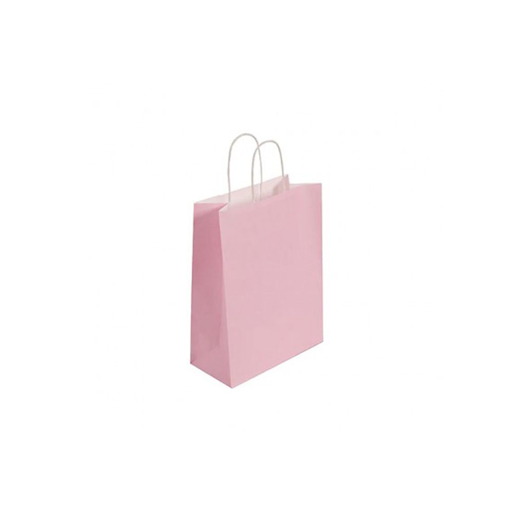 Pack of 25 Small Pink Paper Gift Bags With Paper Twisted Handles