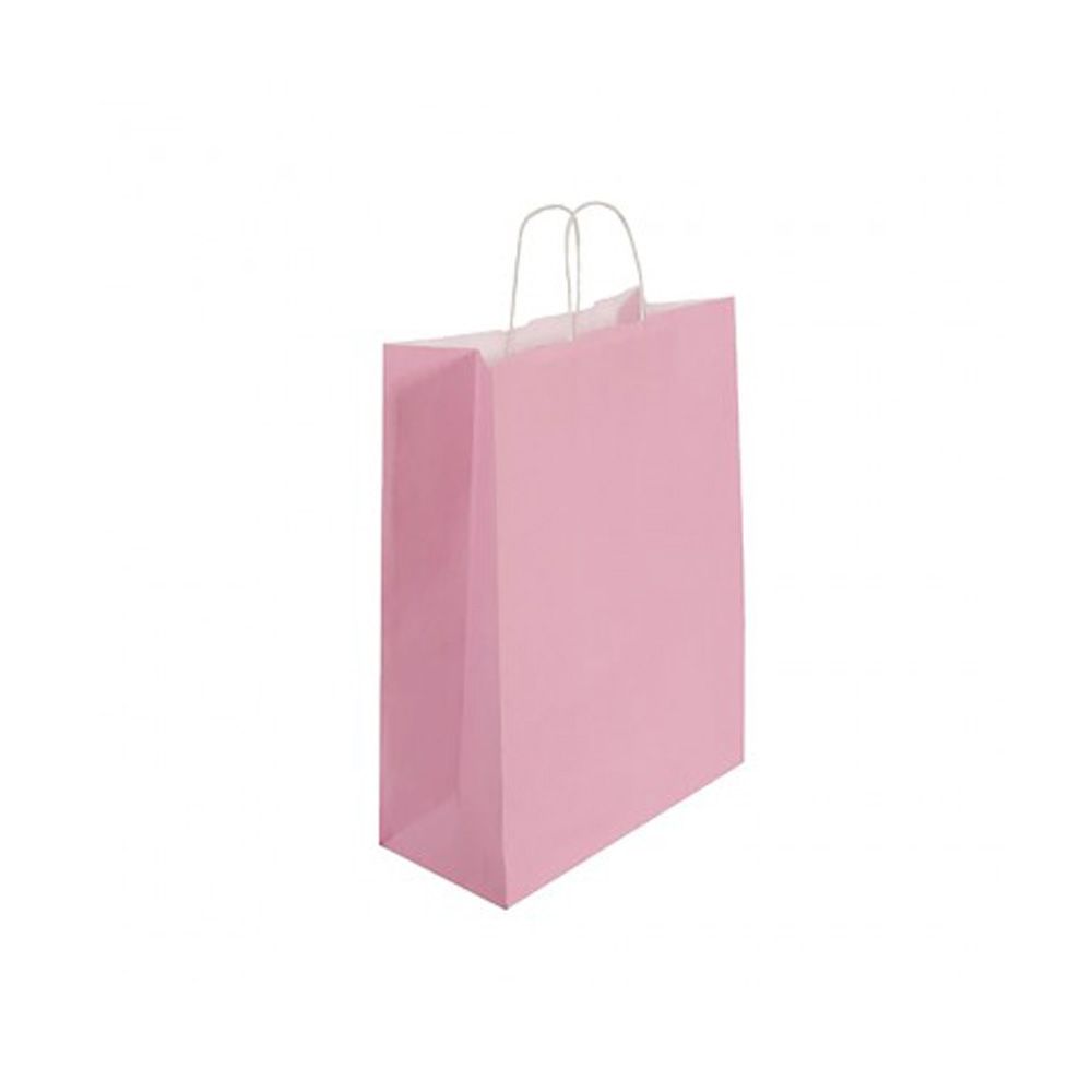 Pack of 25 Medium Pink Paper Gift Bags With Paper Twisted Handles