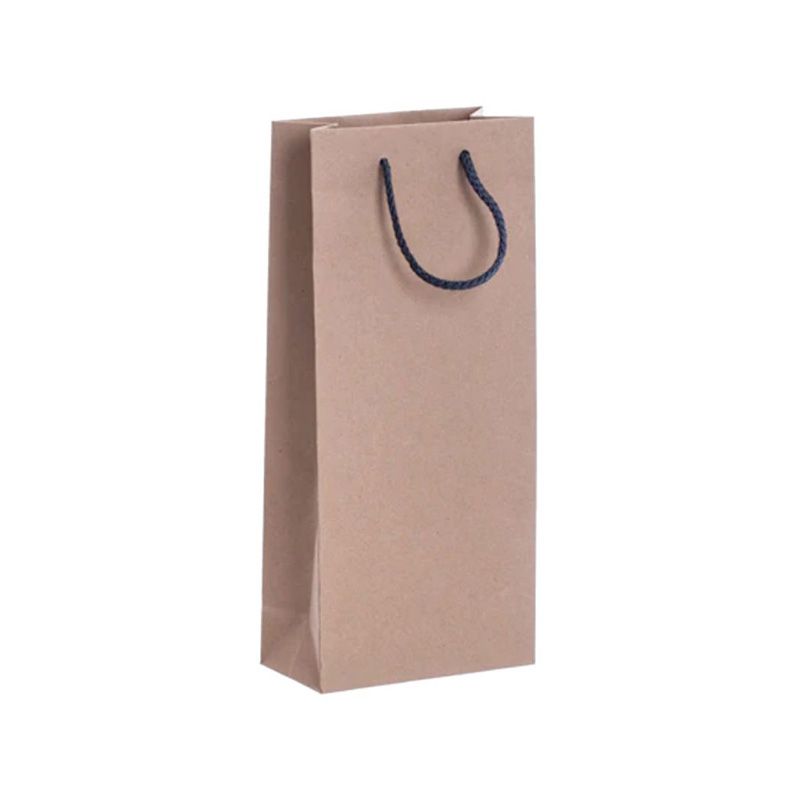 Pack of 25 Kraft Paper Wine Bags With Grey Rope Handles