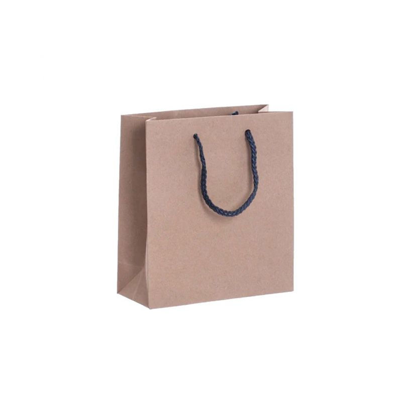 Pack of 25 Portrait Kraft Paper Gift Bags With Grey Rope Handles
