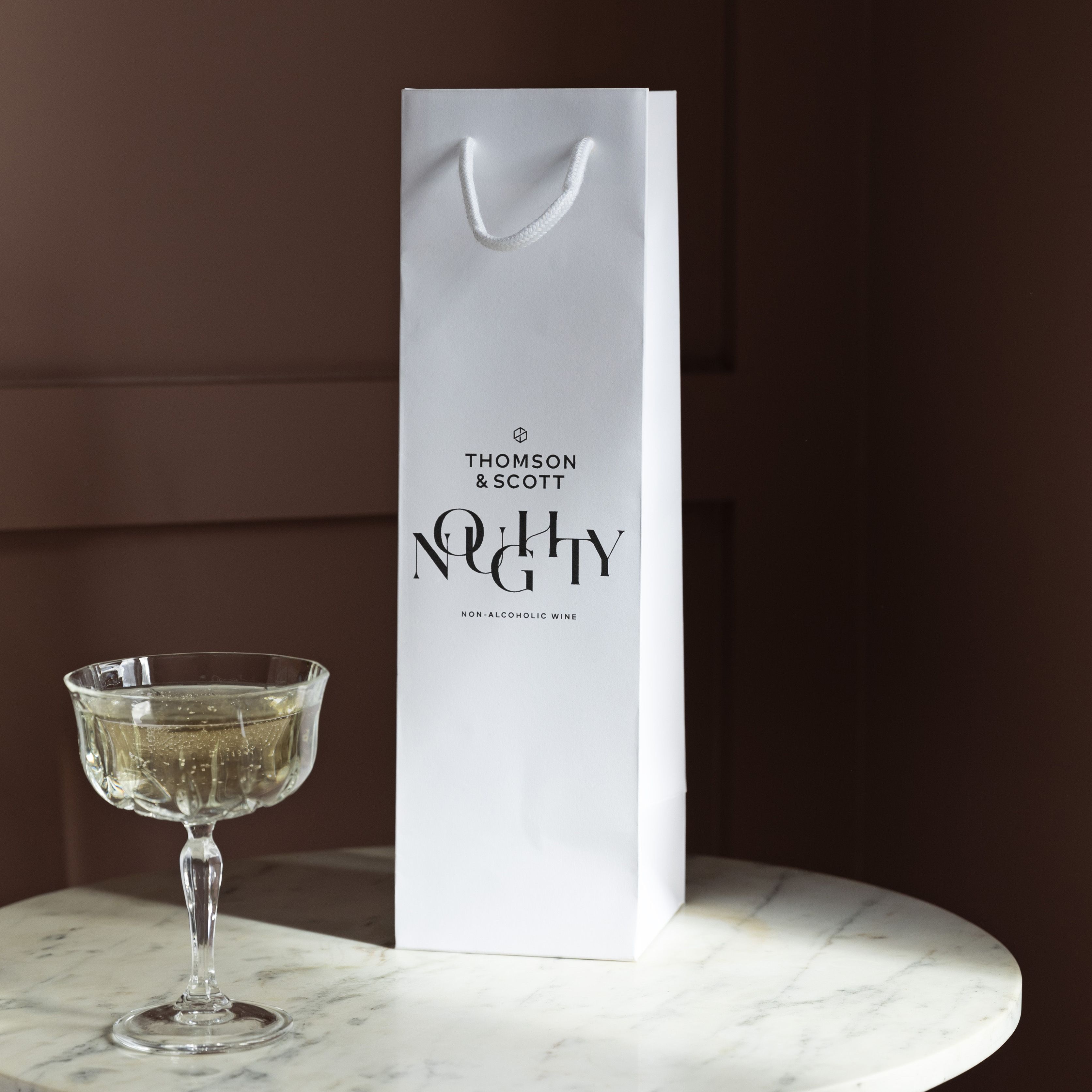 Digital Printed Bottle Portrait White Paper Gift Bag With Rope Handles