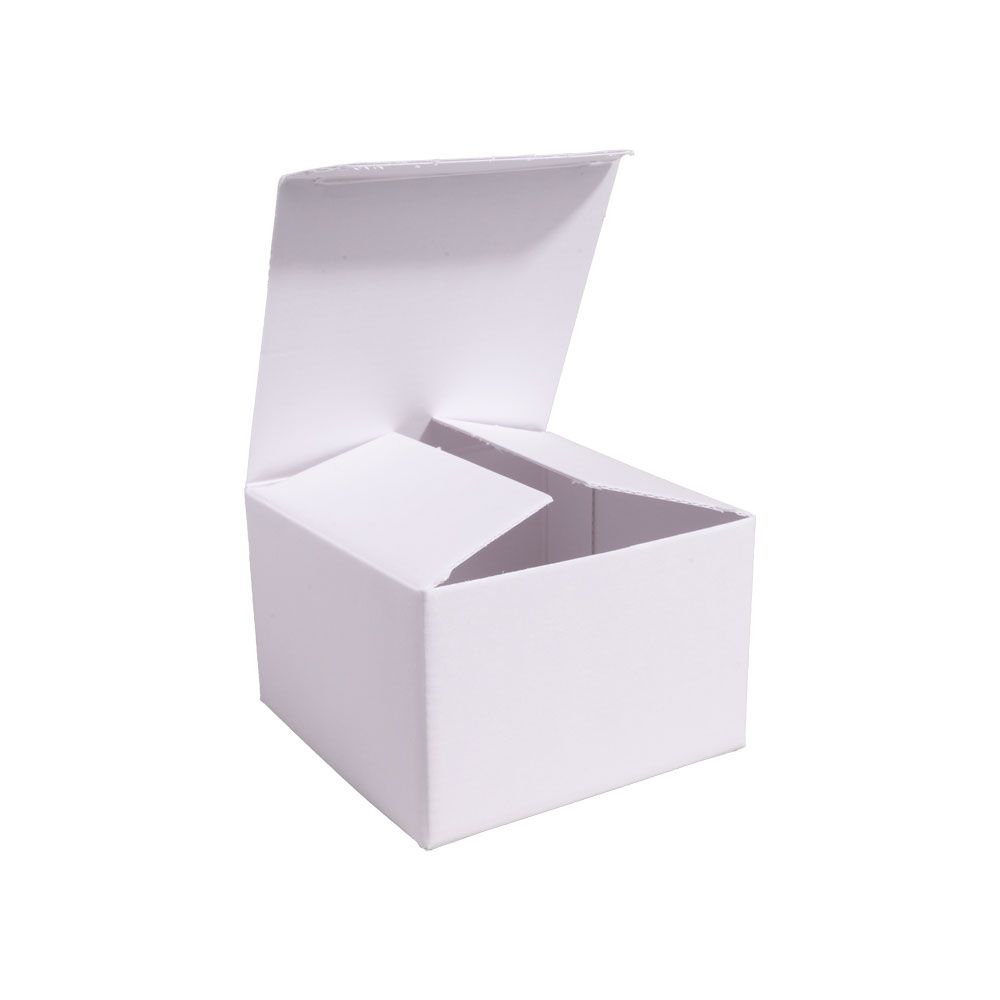 Corrugated White Matt Flat-Packed Small Square Gift Box 75mm