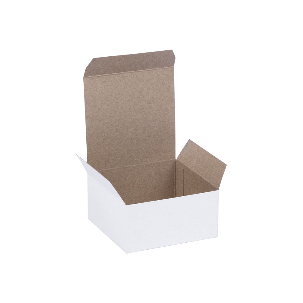 White Gloss Flat-Packed Small Square Gift Box 100mm