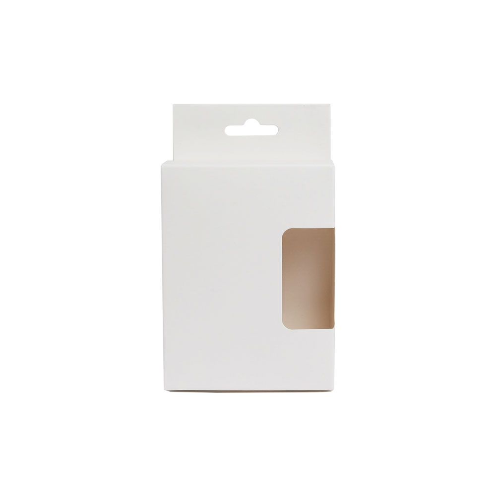 White Flat-Packed Retail Display Box with Hanger and Window