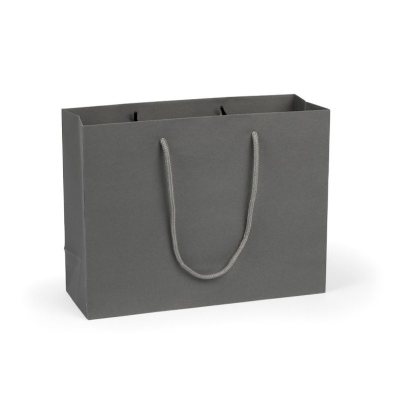Large landscape grey paper gift bag with rope handles
