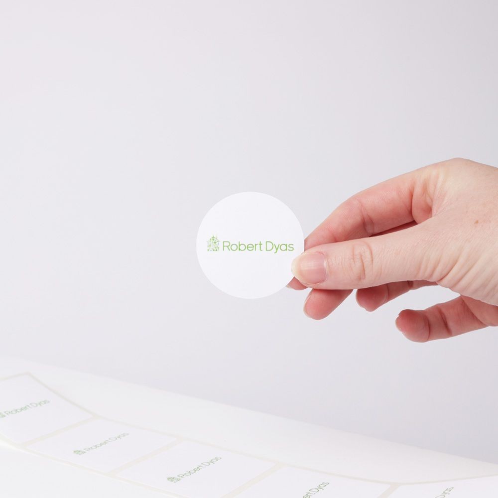 Printed Matt White Round Stickers 44mm (MOQ 50 stickers)