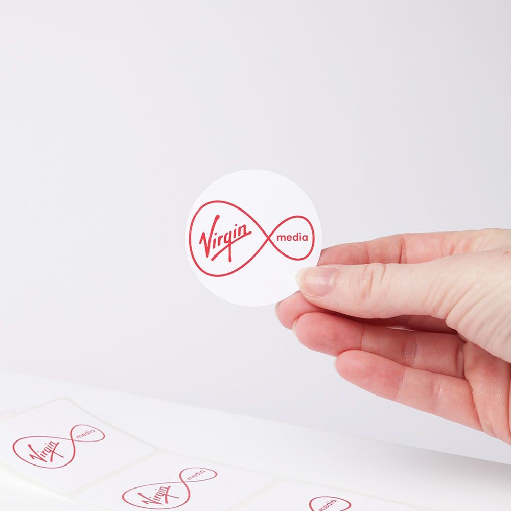 Printed Matt White Round Stickers 50mm (MOQ 50 stickers)