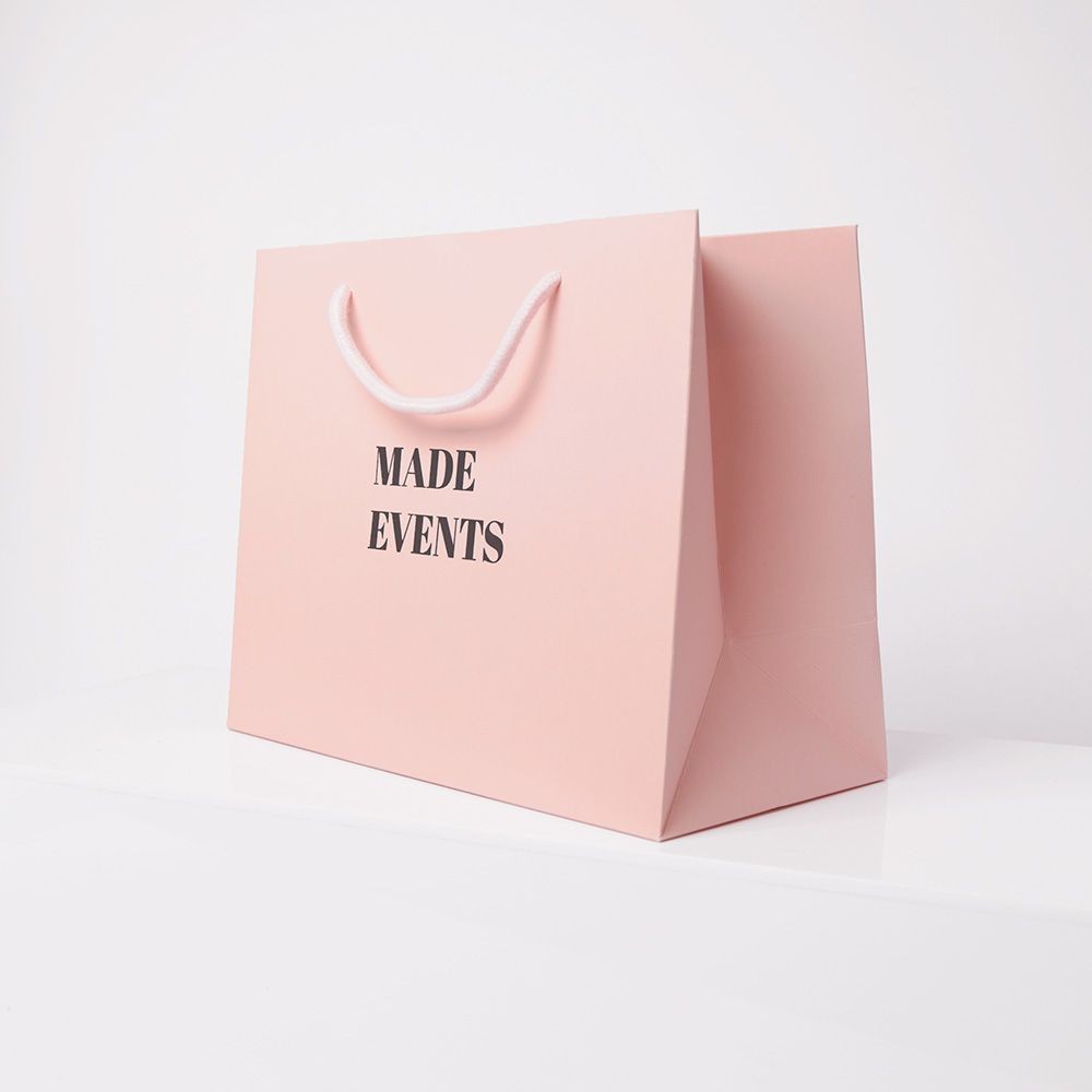 Medium Rose Quartz Pink Landscape Paper Gift Bag With Rope Handles