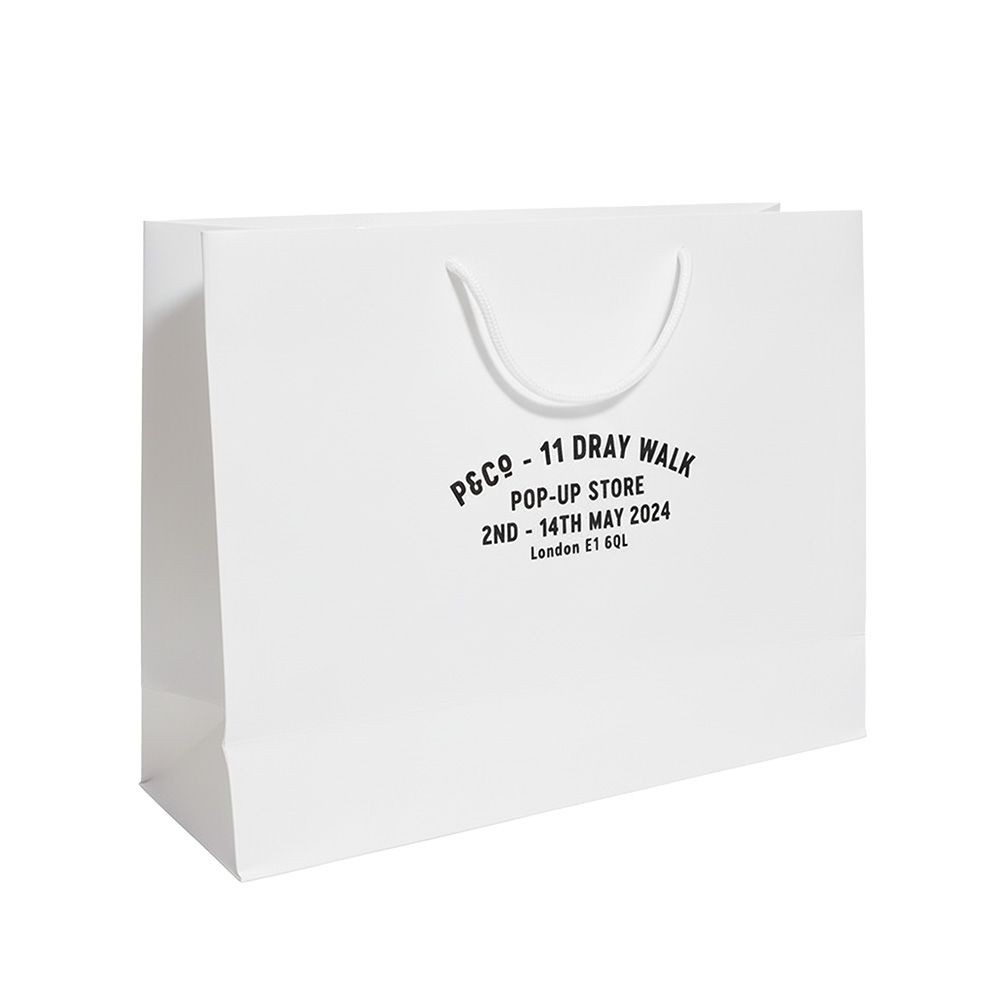 Large Landscape White Paper Gift Bag With Rope Handles