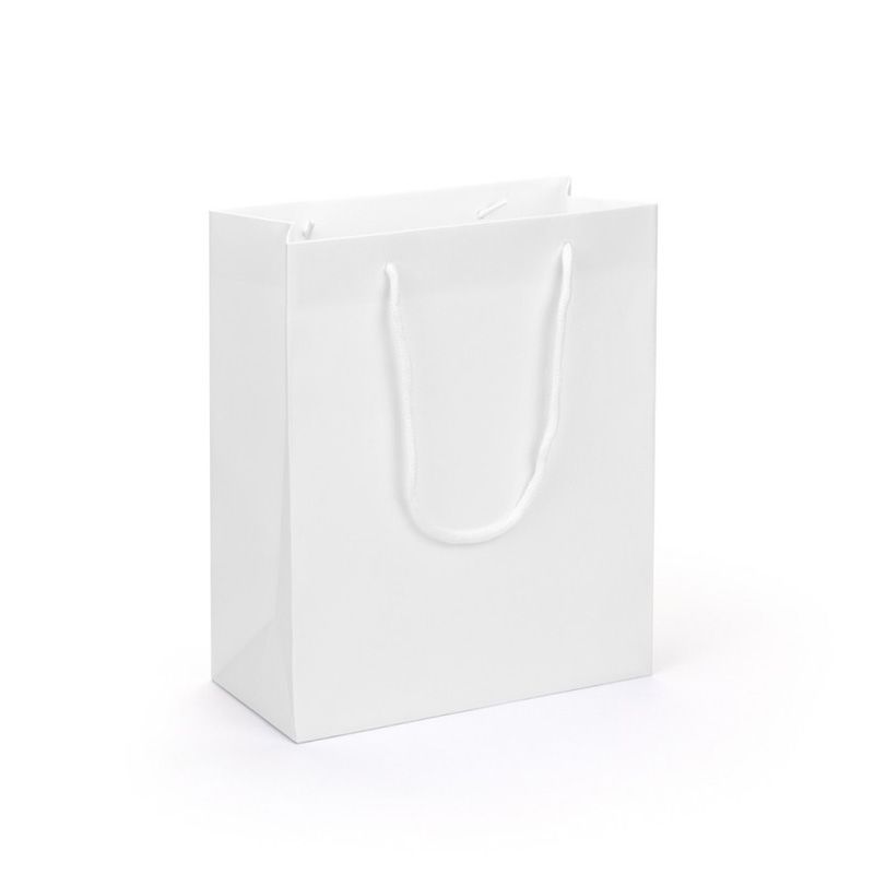 Large Portrait White Paper Gift Bag With Rope Handles