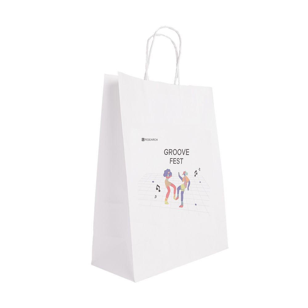 Essentials Medium White Paper Gift Bag With Paper Twisted Handles