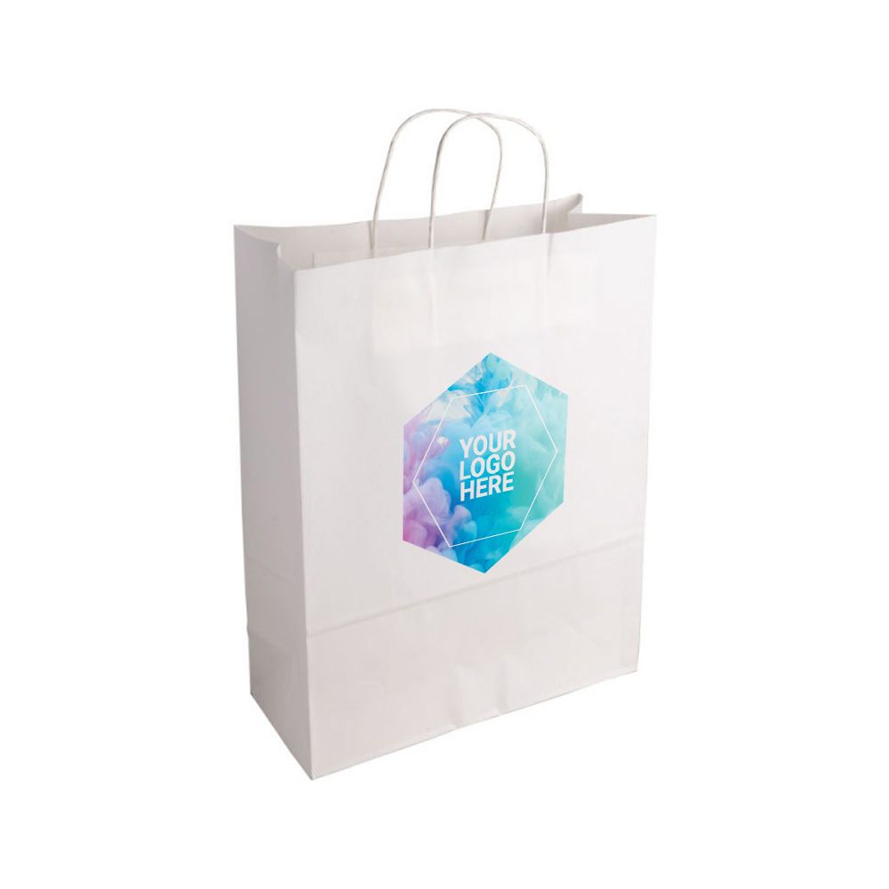 Essentials Large White Paper Gift Bag With Paper Twisted Handles