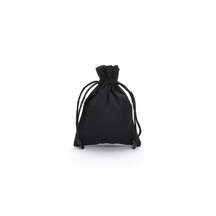 Medium Black Cotton Bag with Silk Drawstring