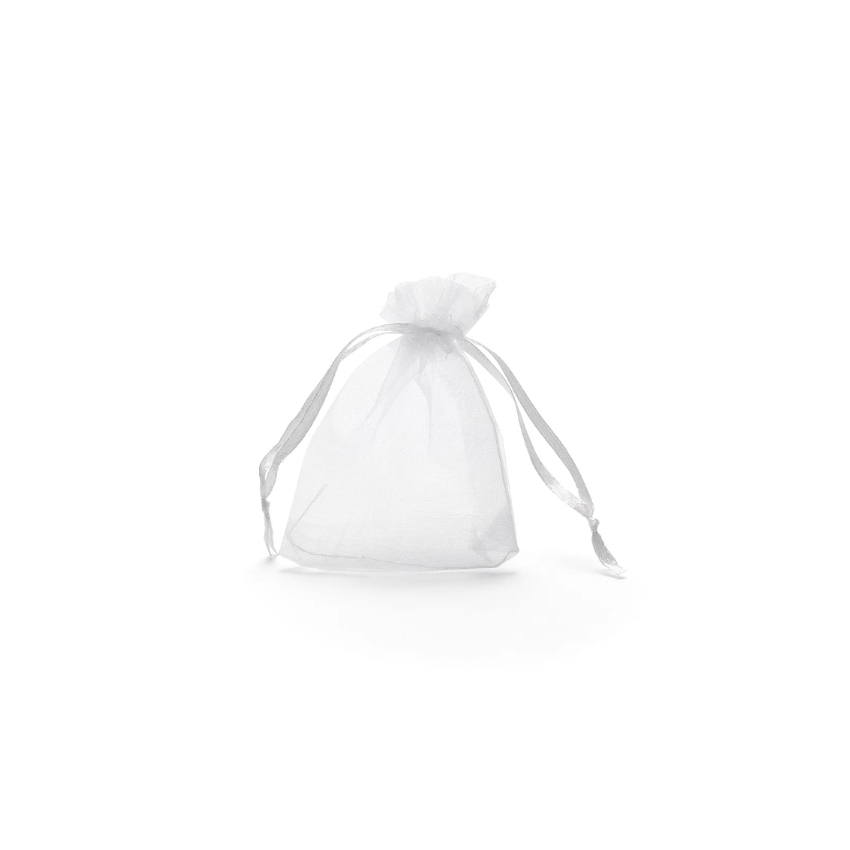 Small White Organza Pouch With Ribbon Drawstring