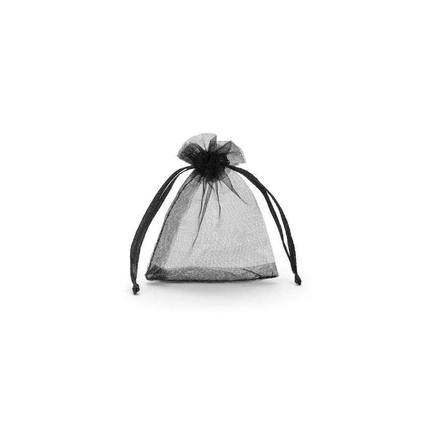 Small Black Organza Pouch with Ribbon Drawstring
