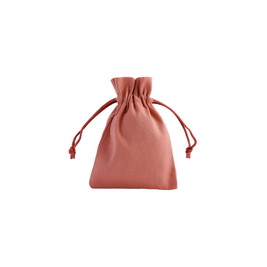 Medium Terracotta Cotton Bag with Silk Drawstring