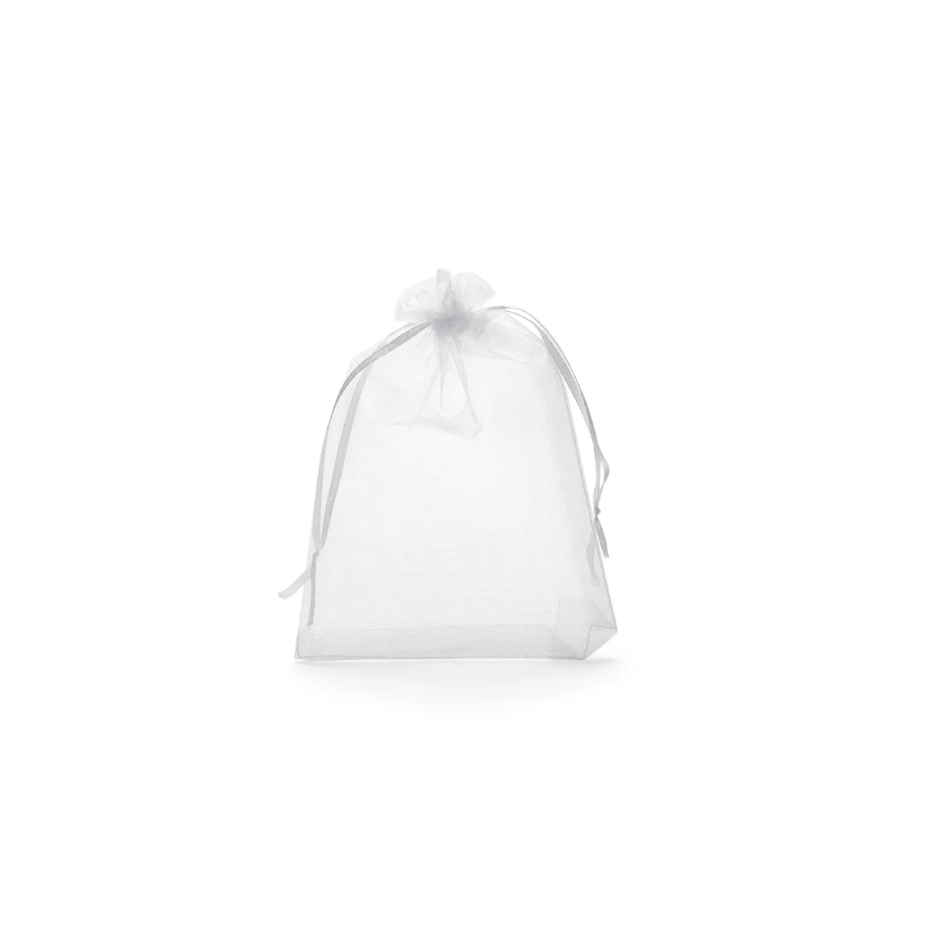 Large White Organza Pouch With Ribbon Drawstring