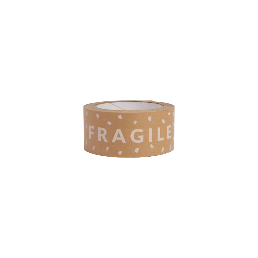 Kraft Paper Tape with White Fragile Text 50 metres x 50mm