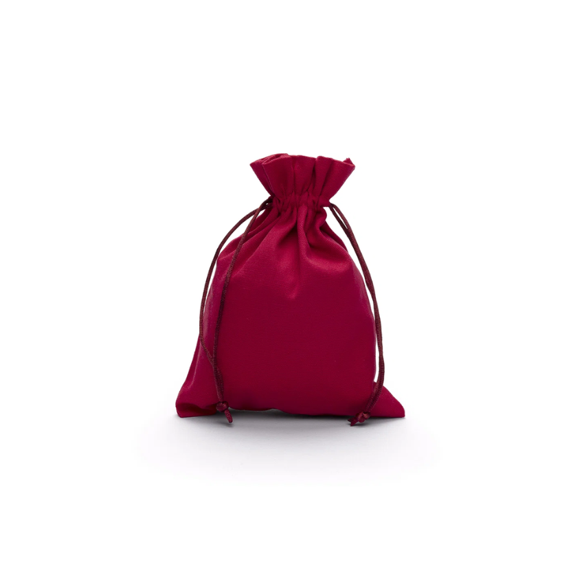 Large Red Cotton Bag with Silk Drawstring