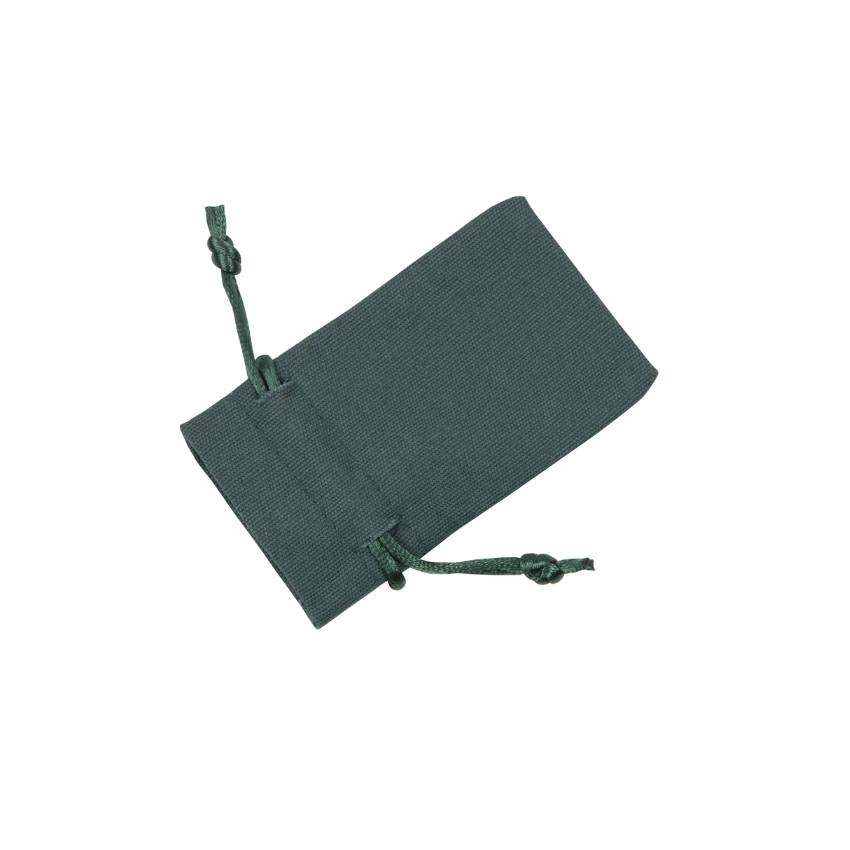 Small Dark Green Cotton Bag With Silk Drawstring