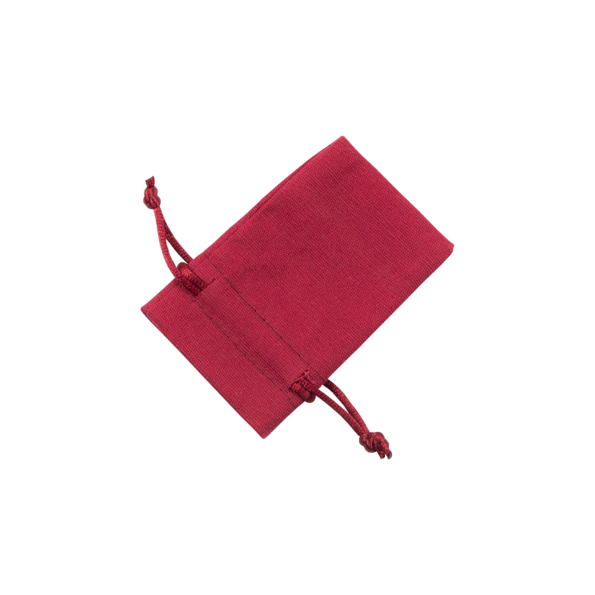 Small Red Cotton Bag With Silk Drawstring