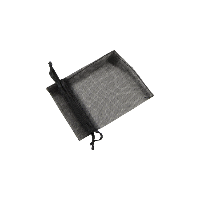 Small Black Organza Pouch With Ribbon Drawstring