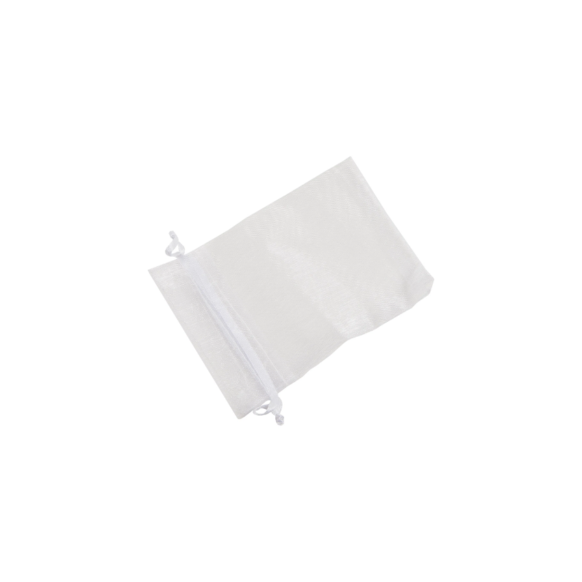 Medium White Organza Pouch With Ribbon Drawstring