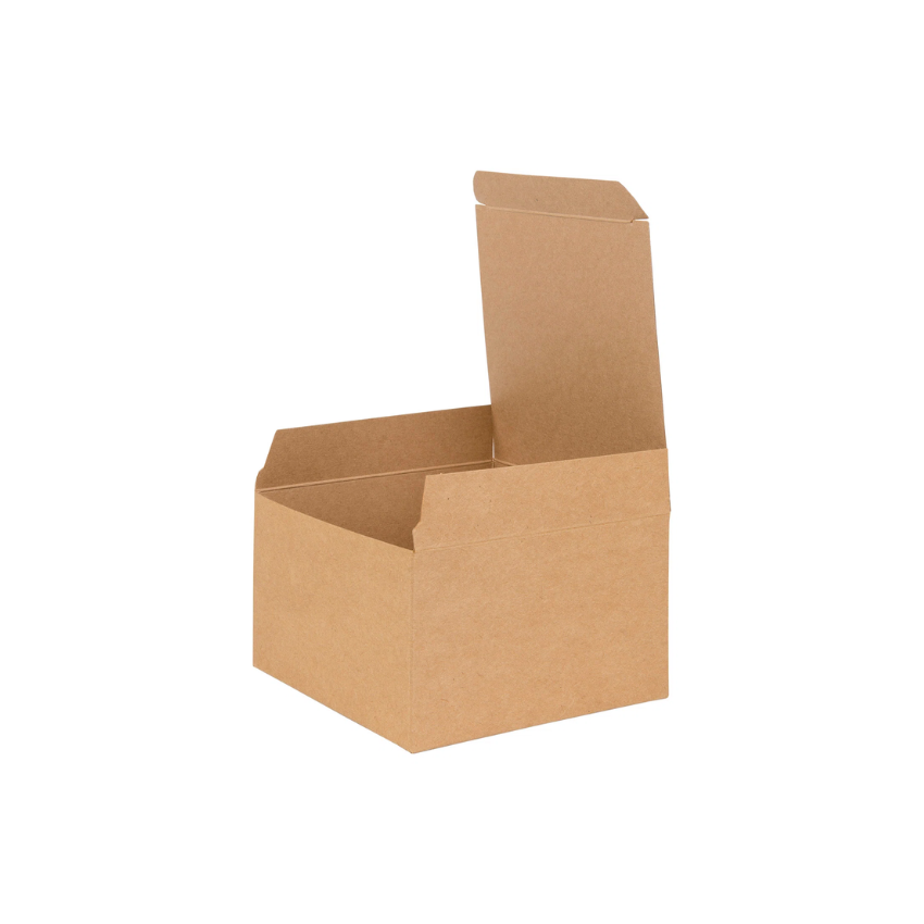 Basics Kraft Natural Flat Packed Square Gift Box 125mm width