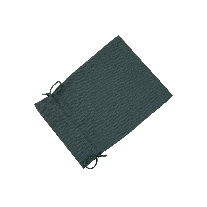 Large Dark Green Cotton Bag With Silk Drawstring