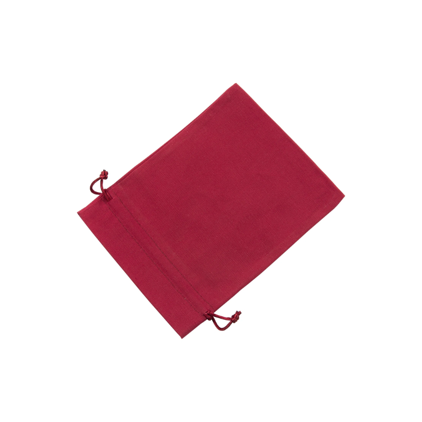 Large Red Cotton Bag With Silk Drawstring