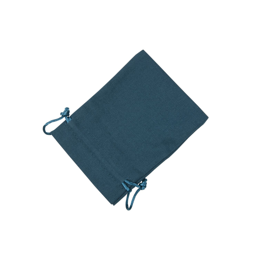 Large Dark Teal Cotton Bag With Silk Drawstring
