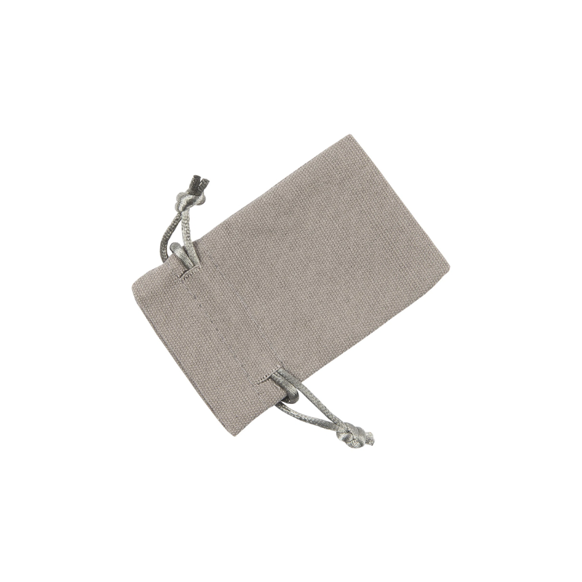 Small Grey Cotton Bag With Silk Drawstring